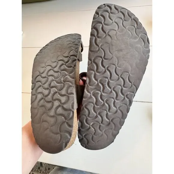 Birkenstock Women’s Brown Leather Thong Sandals Size 9 Boho Comfort Cork Footbed - Picture 4 of 6